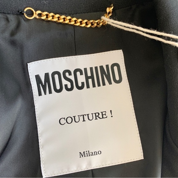 🐻 MOSCHINO Black Twill Teddy Bear Button Blazer Jacket - Picture 11 of 13
